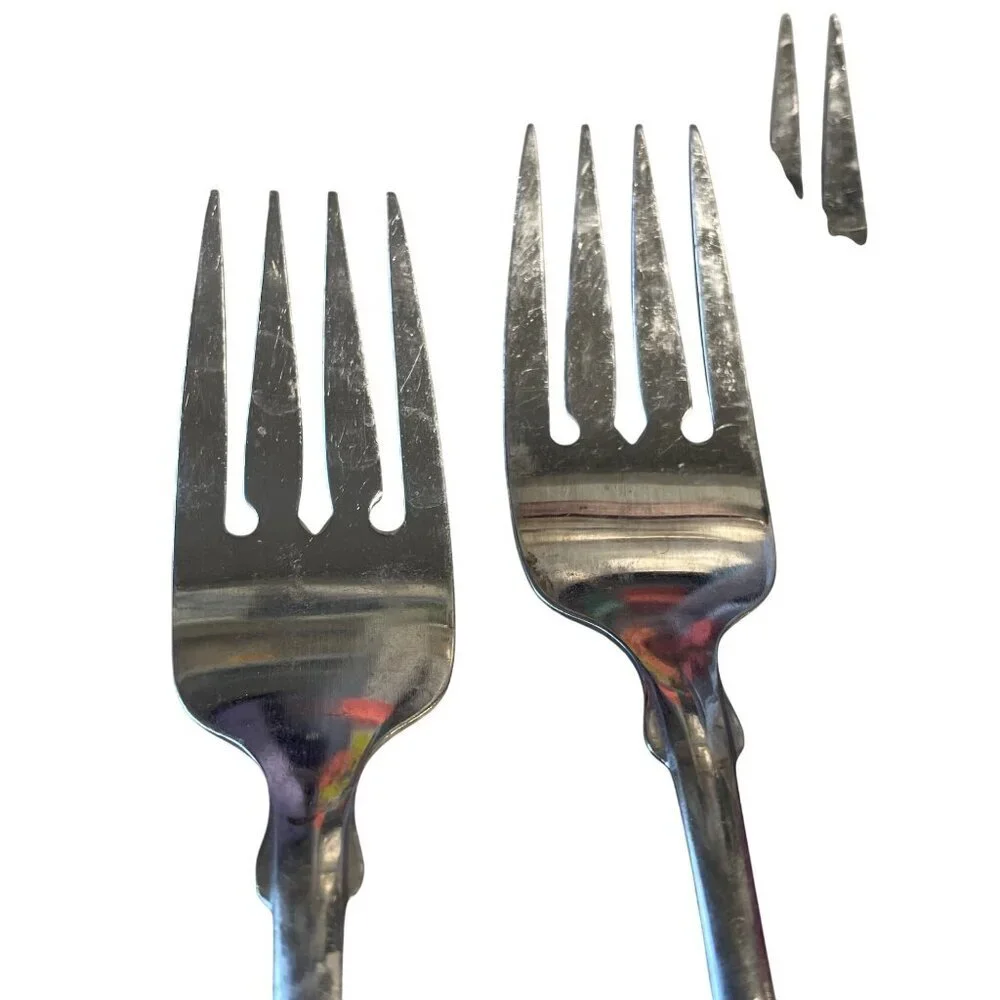 Wm A‎ Rogers Oneida Ltd Vintage Fine Stainless Meat Seafood Forks Set Of 6